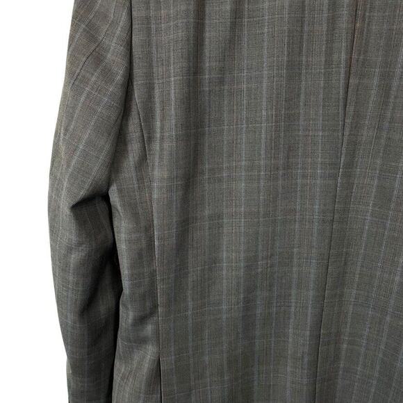 Bachrach 100% Wool Plaid Taupe Brown 2 Button Suit Jacket Blazer sz 42 Long 42L - Picture 12 of 16